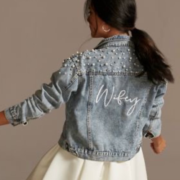DB Studio Jackets & Blazers - Wifey Bejeweled Denim Jacket Sz Large